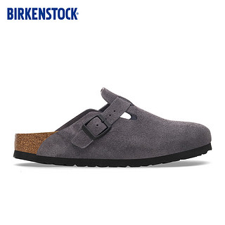 BIRKENSTOCK勃肯女款牛皮绒面革软木包头凉拖鞋Boston系列 灰色窄版1028552 36