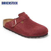 BIRKENSTOCK勃肯女款牛皮绒面革软木包头凉拖鞋Boston系列 红色/酒红色窄版1028312 37