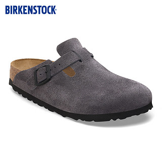 BIRKENSTOCK勃肯女款牛皮绒面革软木包头凉拖鞋Boston系列 灰色窄版1028552 38