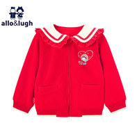 allo&lugh【国风系列】阿路和如儿童童装春季女童外套翻领洋气 红色 90cm