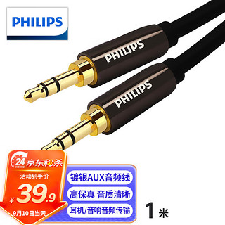 PHILIPS 飞利浦 镀银线 3.5mm公对公 AUX音频线 1.0米