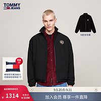 TOMMY JEANS【双面穿】24秋冬男学院风摇粒绒立领宽松抓绒衣夹克19643 黑色BDS L