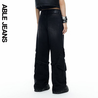 ABLE JEANS【机能阔腿裤】24冬季女士工装机能牛仔裤901574 水洗黑【9月27日前】 24/28