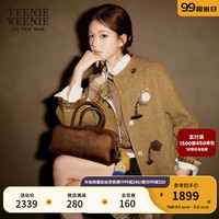 Teenie Weenie【赵露思同款】小熊毛呢大衣女2024绵羊毛双面穿牛角扣毛呢大衣女