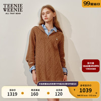 Teenie Weenie小熊秋季新款气质半拉链长袖针织绞花毛衣裙绵羊毛女