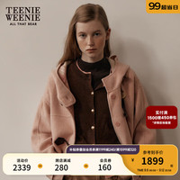 Teenie Weenie小熊毛呢大衣女2024绵羊毛双面穿牛角扣毛呢大衣女 浅粉色 170/L