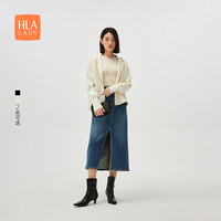 HLA海澜之家卫衣女装春秋24新宽松连帽开衫长袖女HNZWW3W306A 米杏X9 160/84A M100-115斤