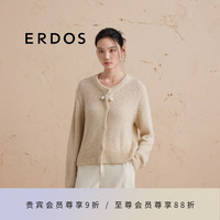 ERDOS 24秋冬新品圆领亮片纱宽松慵懒镂空时尚女开衫针织衫