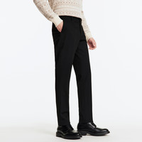 九牧王男裤仿毛西裤男2024秋冬西裤微弹正装直筒男裤M 宽松版+黑色+JA2DV70115 185/104C 41.5码3.18尺106cm