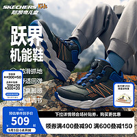 Skechers斯凯奇儿童绒绒靴（跃界系列）男女童旋钮运动棉靴轻舒适303499L 男童/炭黑色/蓝色/BCBL 40码