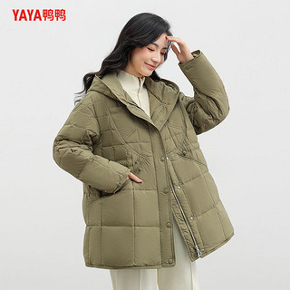 百亿补贴：YAYA 鸭鸭羽绒服 鸭鸭轻薄款中长款羽绒服女2023冬季新款连帽收腰修身显瘦气质外套