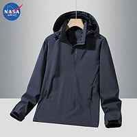 NASA RHUDE 户外防水防风夹克衣外套登山服可拆卸帽子 深灰色 5XL（建议200-220斤）