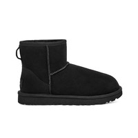 UGG 女士休闲舒适平底圆头纯色保暖经典迷你短靴雪地靴 1016222 黑色 37