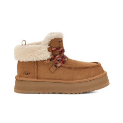 UGG 男女同款时尚舒适纯色厚底保暖系带休闲便鞋短靴 1143954 栗色 38