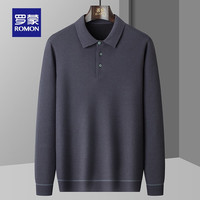罗蒙加绒翻领针织衫男2024秋季新款中青年毛衣时尚纯色休闲百搭打底衫