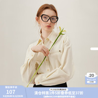 范思蓝恩法式纯棉长袖衬衫女春装2024宽松休闲衬衣24FS11124 米色 S