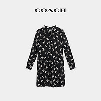 COACH 蔻驰 女士蝴蝶结印花桑蚕丝连衣裙设计感