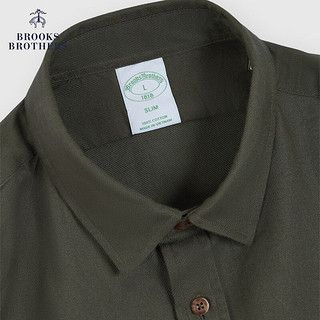 布克兄弟（BrooksBrothers）男士24早秋棉纯色法兰绒休闲衬衫 3002-深绿色 S