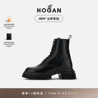 HOGAN女鞋2024H674系列【新复古回潮】秋冬时尚系带短靴 黑色 34