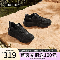 斯凯奇（Skechers）赵露思同款女鞋运动鞋女夏季透气休闲跑步鞋增高网面板鞋子117380 全黑色/BBK 36