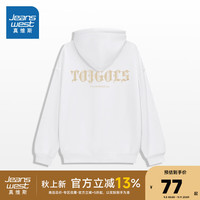真维斯女装2024秋季美式流行甜酷风宽松外穿休闲连帽卫衣G2 白色810A 180/100A/XL