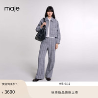 Maje2024秋季新款女装新复古回潮宽松灰色花呢外套上衣MFPBL00731 灰色