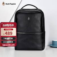 暇步士(Hush Puppies)男士双肩包高档商务大容量真皮通勤背包时尚简约出差电脑包旅行包 黑色HA-2171125W-5720