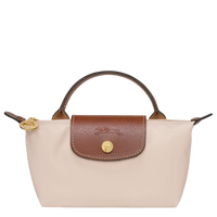 LONGCHAMP 女包短柄迷你帆布手提饺子包34175089米色纸白色送女友生日礼物