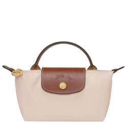 LONGCHAMP 女包短柄迷你帆布手提饺子包34175089米色纸白色送女友生日礼物