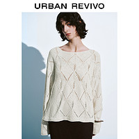 URBAN REVIVO UR2024秋冬新款女装慵懒休闲编织镂空肌理感针织衫UWH940086