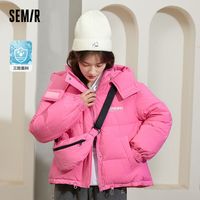 森马 Semir羽绒服女黑科技三防可拆卸连帽冬宽松面包服时尚
