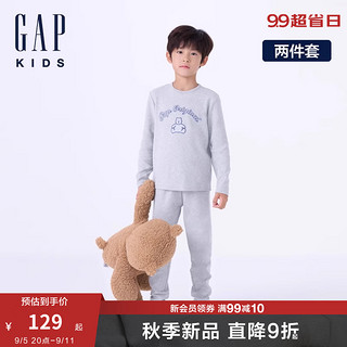 Gap【大小童同款】男童2024秋季印花睡衣套装家居服646197 浅灰色 160cm(14-15岁) 亚洲尺码