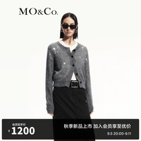MO&Co.2024秋新品马海毛绵羊毛混纺破洞针织衫开衫MBD3CAR013摩安珂