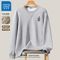 真维斯重磅圆领卫衣男生秋季休闲大码宽松上衣早秋复古潮牌外套GW 灰#DZS小盆栽X 3XL