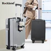 ROCKLAND美国洛克兰猎跑多功能杯架拉链行李箱男女结实耐用拉杆箱 银灰色 24英寸