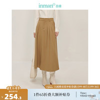 茵曼（INMAN）【旷野美拉德】简约高腰百褶半身裙2024冬女装A字中长款裙子 卡其色 S