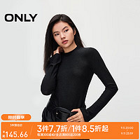 ONLY 2024秋季简约百搭修身打底衫半高领长袖T恤女|124302014 H1Z 黑色 165/84A/M