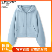 La Chapelle City拉夏贝尔插肩袖外套女秋款2024短款显高时尚百搭开衫上衣 2024春-雾霾蓝 L(110-125斤)
