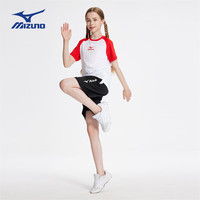 MIZUNO美津浓儿童运动套装男女同款2024夏季运动T恤休闲短裤 红色 140cm (身高135-145cm)