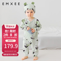 嫚熙(EMXEE)牛油果丝柔棉婴儿连体衣纯棉宝宝哈衣新生儿衣服爬服初秋四季 熊猫-斜襟 66 (3-6个月,体重6.8-8.9kg)