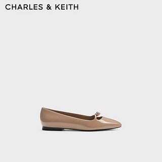 CHARLES&KEITH24冬季CK1-70900543气质方头平底芭蕾舞鞋单鞋 CARAMEL焦糖色 35