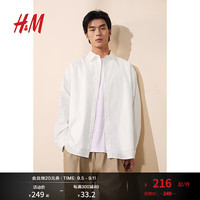 H&M2024秋季男装时尚休闲百搭宽松版型双层衬衫1238278 白色 175/108 L