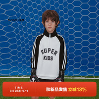 little MO&Co.little moco童装24秋装男女童百搭半开胸拉链插肩袖长袖卫衣 黑色 120/60