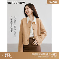 红袖老钱风毛呢大衣冬季2024新款女装肌理感正肩圆领气质双面呢外套