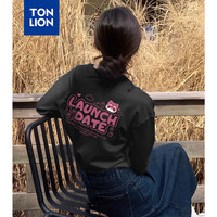 唐狮（TonLion）2024秋季女圆领背后字母图案长袖T恤WP 黑色 L