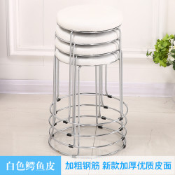 迈亚 家具 圆凳子 塑料餐桌凳 实心钢筋 加厚软面白色鳄鱼皮