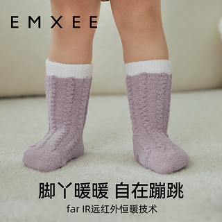 嫚熙（EMXEE）春秋款婴童半边绒地板袜男女宝宝中筒防滑袜新生儿婴儿学步袜 灰兰+摩卡咖+中灰 3双 1-3岁