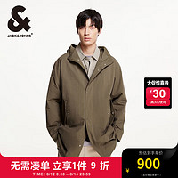 杰克·琼斯（JACK&JONES）男装衣服秋季略宽松版型两侧摁扣插袋连帽领型摁扣拉链门襟夹克 橄榄绿 橄榄绿E08 190/108A/XXL