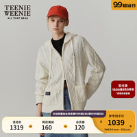 Teenie Weenie小熊秋冬新款时髦连帽针织绞花开衫外套毛衣女