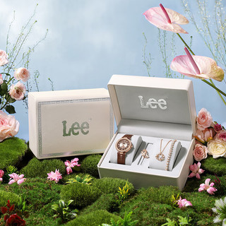 李 Lee手表女简约皮带小巧圆表时尚复古轻奢防水石英表M498 棕色
